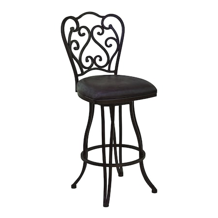Armen Living Celeste 26" Counter Height Metal Swivel Barstool in Bandero Espresso Fabric and Auburn Bay Finish LCCEBAES26